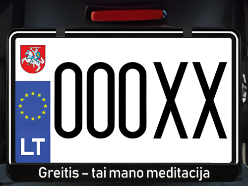 Horizontalus motociklo numerių rėmelis „Greitis - tai mano meditacija“