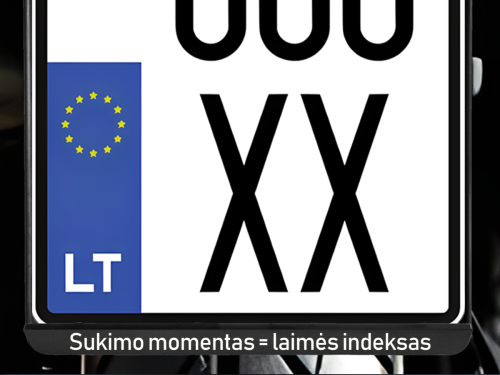 Vertikalus motociklo numerių rėmelis „Sukimo momentas = laimės indeksas“
