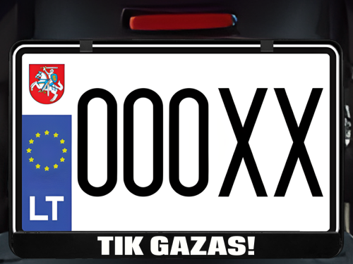 Horizontalus motociklo numerių rėmelis „TIK GAZAS!“