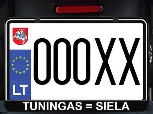 Horizontalus motociklo numerių rėmelis „Tuningas = siela“
