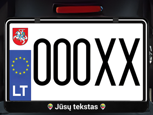 Horizontalus motociklo numerių rėmelis „Lietuvos lokacija su Jūsų tekstu“