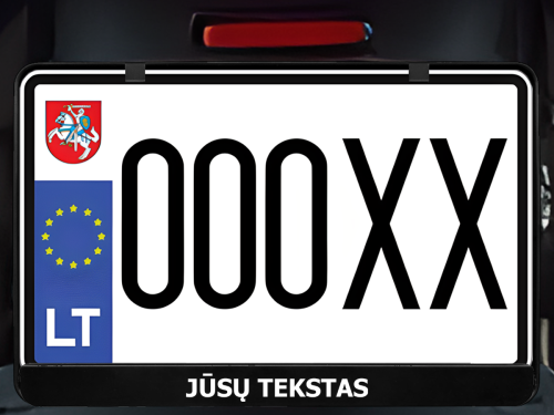 Horizontalus motociklo numerių rėmelis „Jūsų tekstas“