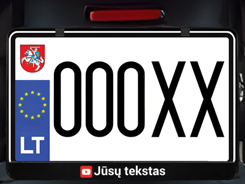 Horizontalus motociklo numerių rėmelis „YouTube su Jūsų tekstu“