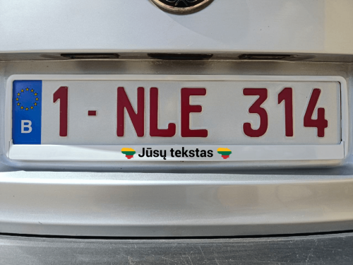 Baltas numerių rėmelis „Lietuva su Jūsų tekstu“