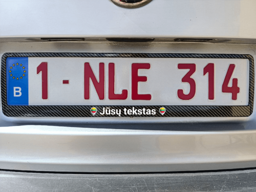 Karboninis auksinio atspalvio numerių rėmelis „Lietuvos lokacija su Jūsų tekstu“