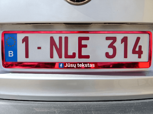 Raudonas numerių rėmelis „Facebook su Jūsų tekstu“