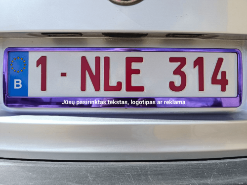 Violetinis numerių rėmelis „Jūsų tekstas, logotipas ar reklama“