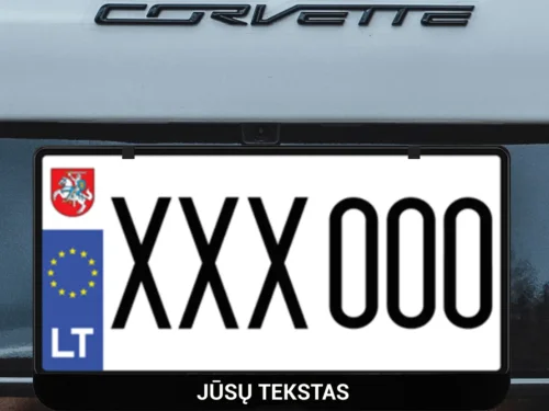 Kvadratinis numerių rėmelis „Jūsų tekstas, logotipas ar reklama” – Juoda