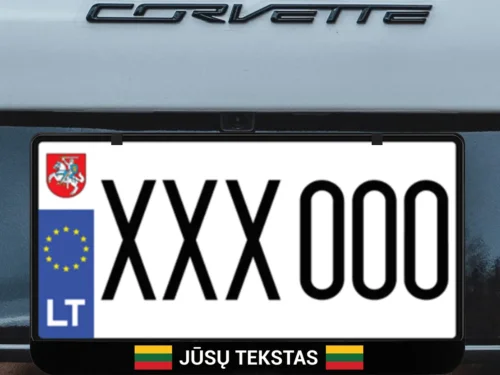Kvadratinis numerių rėmelis „Lietuva vėliava” – Juoda