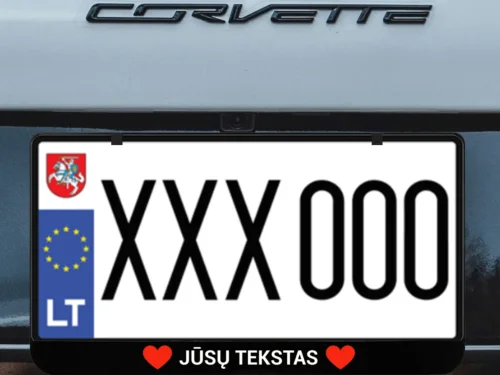 Kvadratinis numerių rėmelis „Širdelė su Jūsų tekstu“ – Juoda