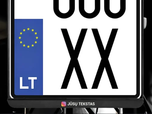Vertikalus motociklo numerių rėmelis „Instagram su Jūsų tekstu“ – Juoda