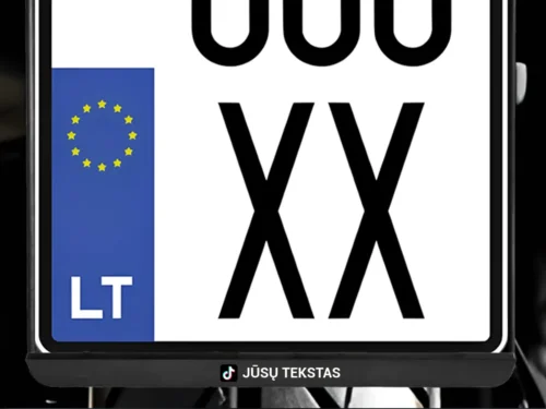 Vertikalus motociklo numerių rėmelis „Tiktok su Jūsų tekstu“ – Juoda